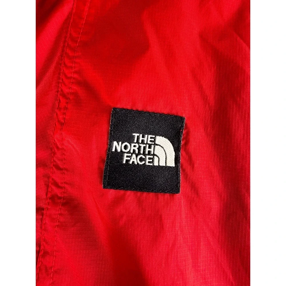 The North Face Windbreaker Jacket Mens S Red Half Zip Pockets Hooded Long Sleeve
